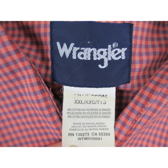Wrangler Jeans‎ Co Shirt Mens 2XL XXL Red Checked Pearl Snap Cowboy Western - Picture 8 of 8